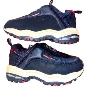 Black Leather Skechers Sport Toddler Boys Walking Shoes Size 5